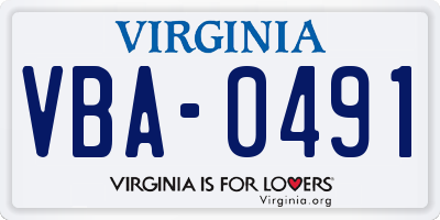 VA license plate VBA0491