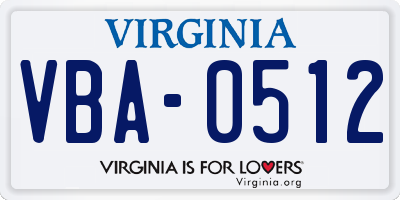 VA license plate VBA0512