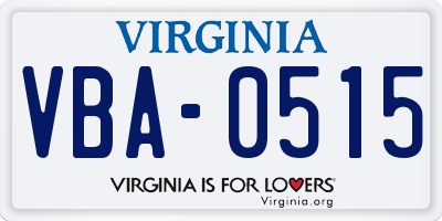 VA license plate VBA0515