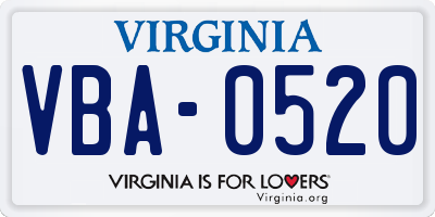 VA license plate VBA0520