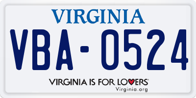 VA license plate VBA0524