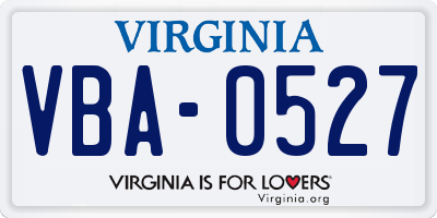 VA license plate VBA0527