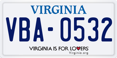VA license plate VBA0532
