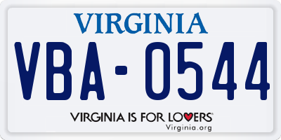 VA license plate VBA0544