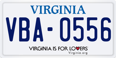 VA license plate VBA0556