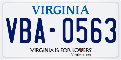 VA license plate VBA0563