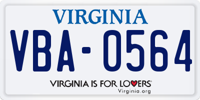 VA license plate VBA0564