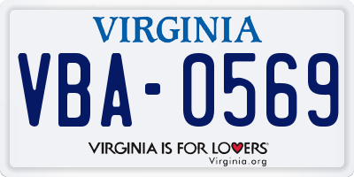 VA license plate VBA0569