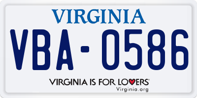 VA license plate VBA0586