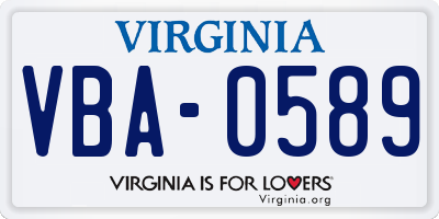 VA license plate VBA0589