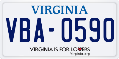 VA license plate VBA0590