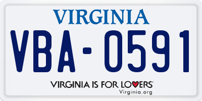 VA license plate VBA0591