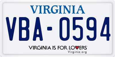 VA license plate VBA0594