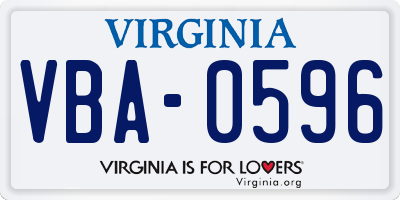 VA license plate VBA0596