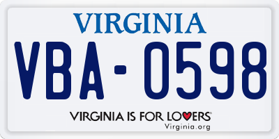 VA license plate VBA0598