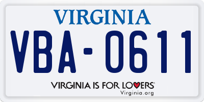 VA license plate VBA0611