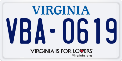 VA license plate VBA0619