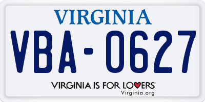 VA license plate VBA0627