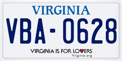 VA license plate VBA0628