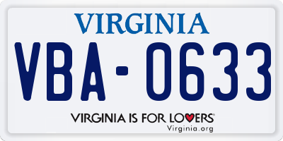 VA license plate VBA0633
