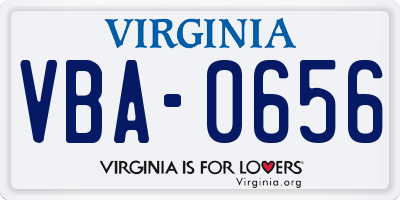 VA license plate VBA0656