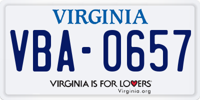 VA license plate VBA0657