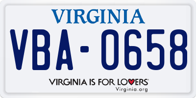 VA license plate VBA0658