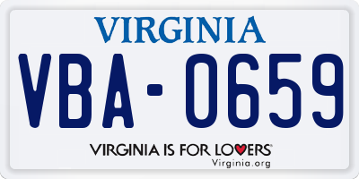 VA license plate VBA0659