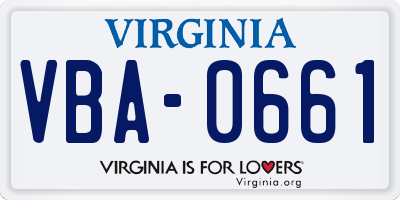 VA license plate VBA0661
