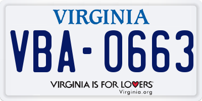 VA license plate VBA0663