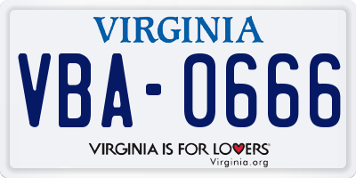 VA license plate VBA0666