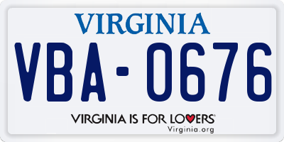 VA license plate VBA0676