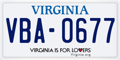 VA license plate VBA0677