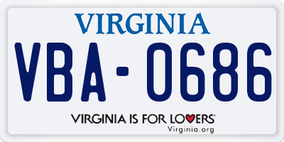 VA license plate VBA0686