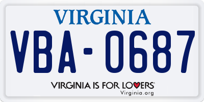 VA license plate VBA0687