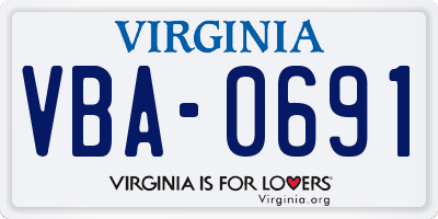 VA license plate VBA0691