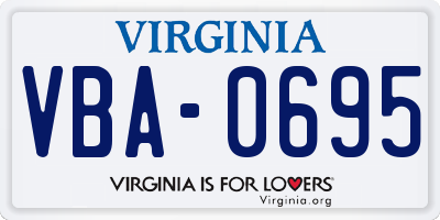 VA license plate VBA0695