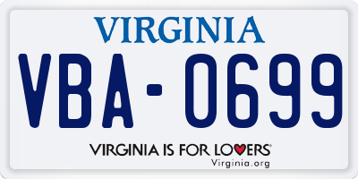 VA license plate VBA0699