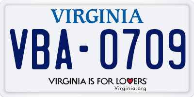 VA license plate VBA0709