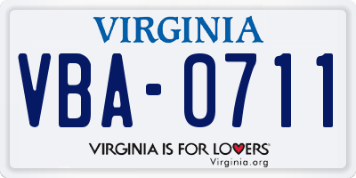 VA license plate VBA0711