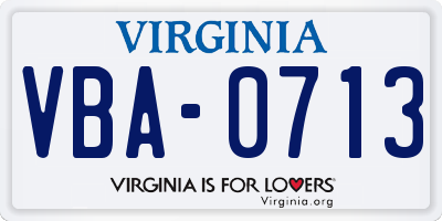 VA license plate VBA0713