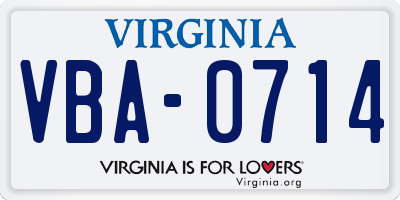 VA license plate VBA0714