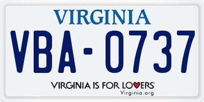VA license plate VBA0737