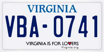 VA license plate VBA0741