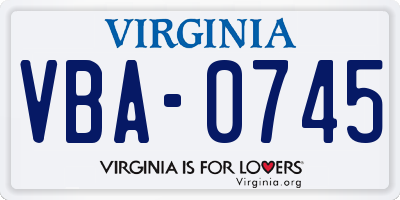 VA license plate VBA0745
