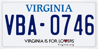 VA license plate VBA0746