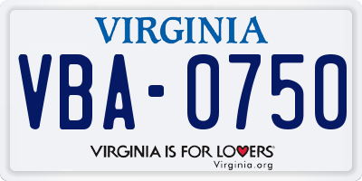 VA license plate VBA0750