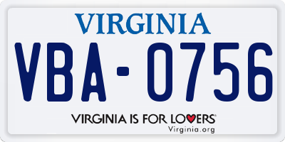 VA license plate VBA0756
