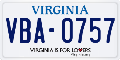 VA license plate VBA0757