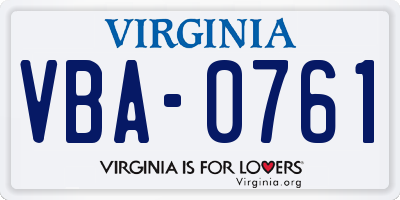 VA license plate VBA0761